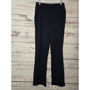 Lands End Sport Knit Straight Leg Pants Navy Cotton Tall Medium 10-12 Pull On